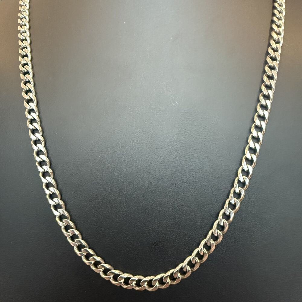 Silver Cuban Necklace 316L Surgical Stainless Steel Curb Chain 20 Inches